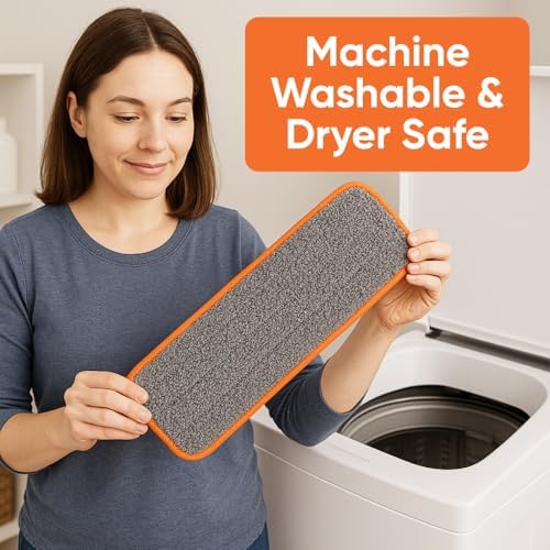 Superio 4-Pack Microfiber Mopping Pads - 8 x 45 Streak-Free