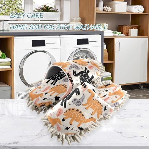 Bulletgxll Colorful Dinosaurs Cleaning Mop Slippers - L
