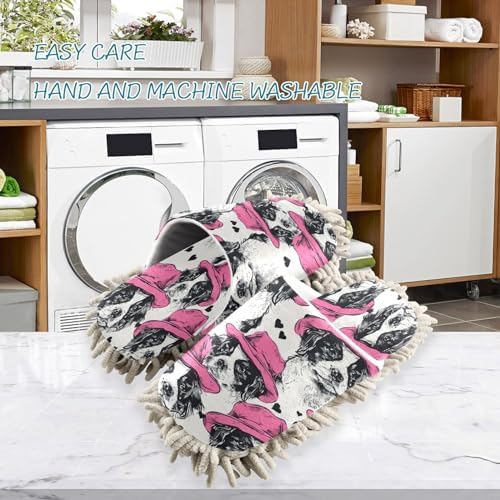 Bulletgxll Dog with Pink Hats Mop Slippers