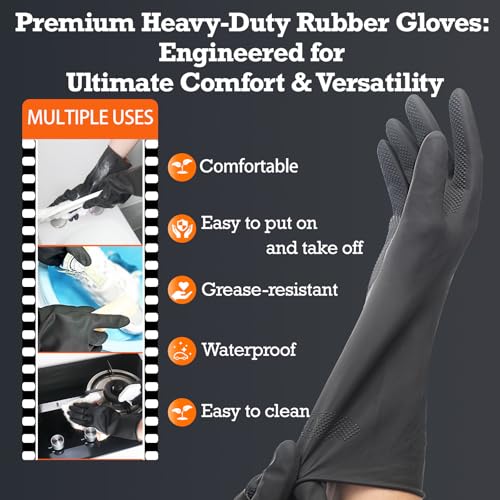 Exprosiflux 3 Pairs Heavy Duty Rubber Cleaning Gloves