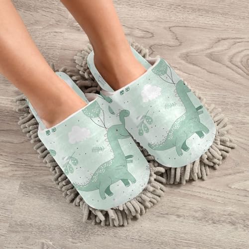 Zhirexin Green Dinosaur Mopping Slippers