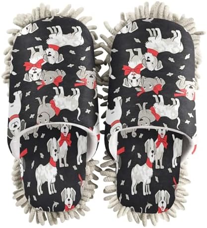 Bulletgxll Dog Pattern Mopping Slippers - Washable and Soft