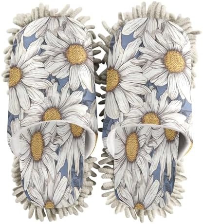 Zhirexin Daisy Flower Cleaning Slippers - 2 Pack Washable Mop Shoes