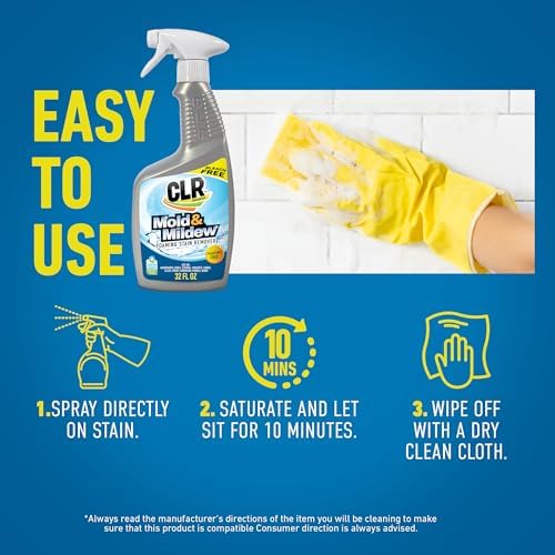 CLR Mold Mildew Stain Remover 32 Oz Spray Pack of 2 with Brush