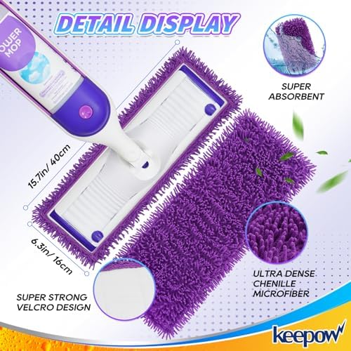 KEEPOW 10 Pack Reusable Mop Pads