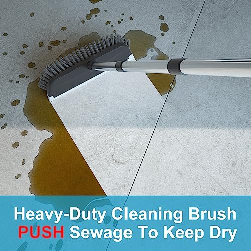 ITTAR 2-in-1 Scrubber Squeegee Brush with 53 Long Handle