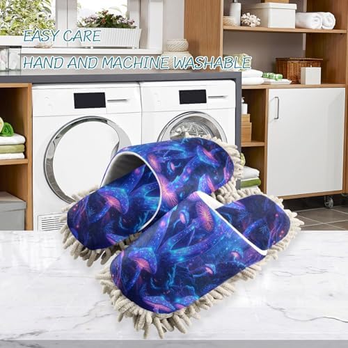 FLildon Microfiber Cleaning Slippers with Night Glowing Mushrooms