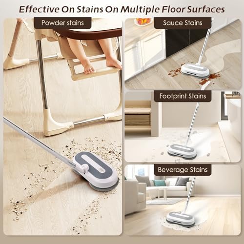 Hapyvergo Cordless Spin Mop with LED Light and Water Sprayer
