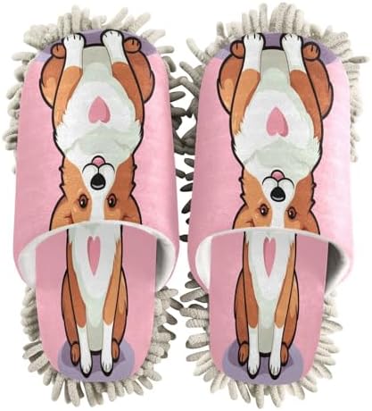 Bulletgxll Cartoon Dog Mopping Slippers for Home Cleaning