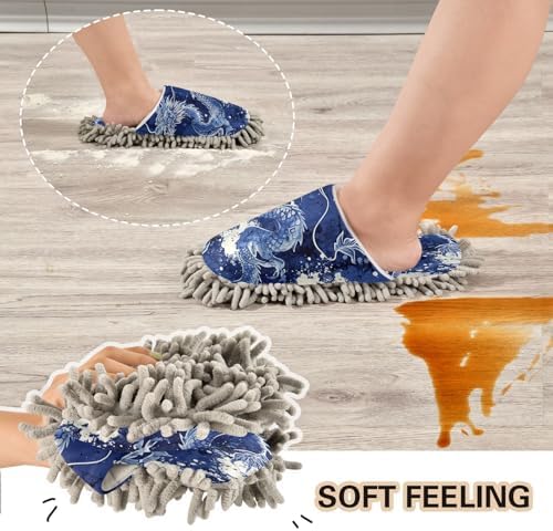 Zhirexin Blue Dragons Microfiber Mop Slippers 1