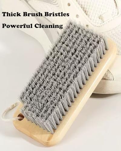Ganganmax 2Pack Scrub Brush Set - Wood Handle Long Handle Cleaner