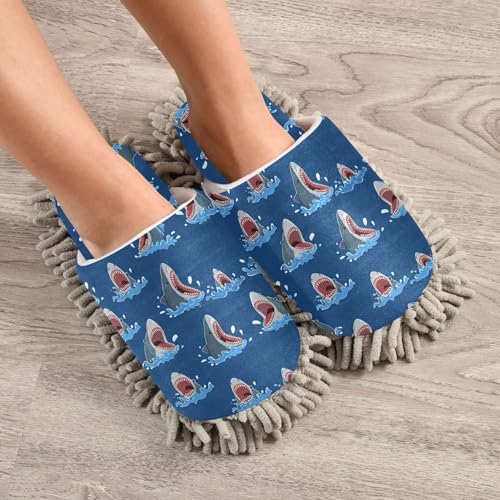 Burbuja Cartoon Sharks Mop Slippers for Home Kitchen