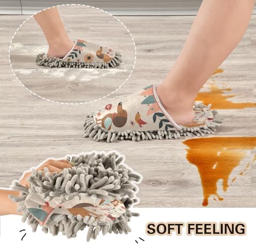 Cute Couple Dogs Cleaning Slippers Mop Shoes
