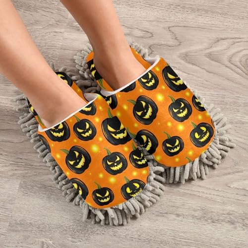 Burbuja Glowing Pumpkins Mop Slippers for Home Cleaning