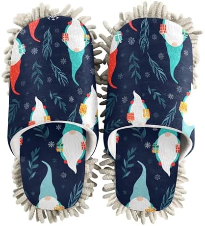 Scandinavian Christmas Gnomes Mop Slippers for Women Men