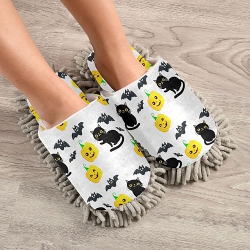 Burbuja Cats Bats Yellow Dust Mop Slippers for Home Cleaning