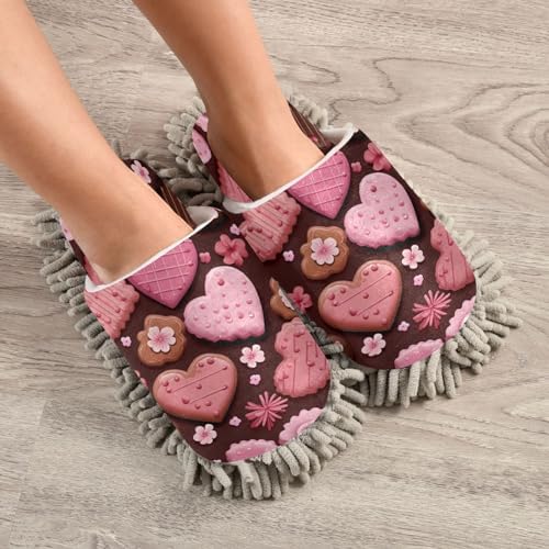 Bulletgxll Heart Mop Slippers - Washable Dust-Free