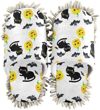 Burbuja Cats Bats Yellow Dust Mop Slippers for Home Cleaning