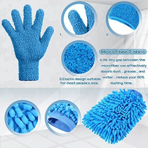 Potchen 6 Pcs Microfiber Cleaning Gloves and Mitt 1