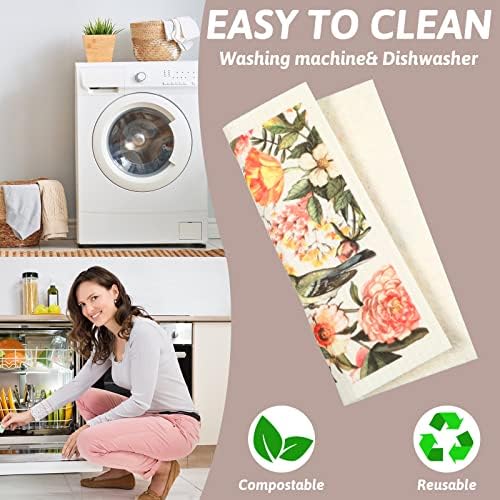 Cunhill 6 Pcs Swedish Flower Dish Cloths Reusable and Washable