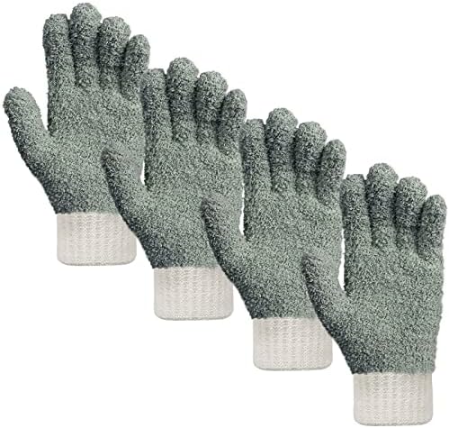 MIG4U Microfiber Dusting Gloves 2 Pairs Gray
