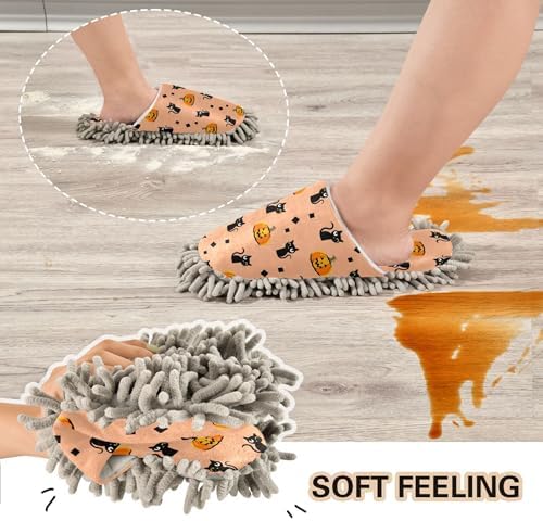 Burbuja Cats Pumpkins Mop Slippers for Home Cleaning