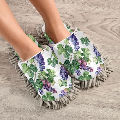 RunningBear Purple Grapes Mop Slippers for Cleaning