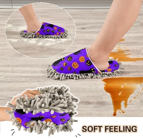 Burbuja Cats Pumpkins Mop Slippers for Home Kitchen Cleaning