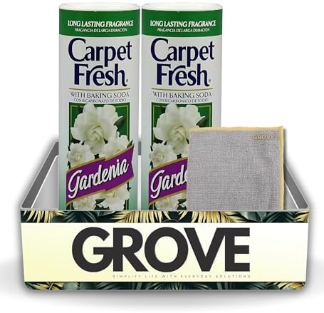 Carpet Fresh Gardenia Scent Deodorizer 14 oz Bundle with Microfiber Cloth
