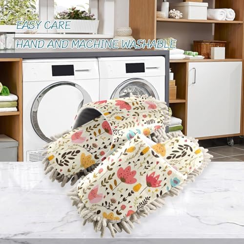 RunningBear Cute Floral Mop Slippers for Women Kitchen Cleaning