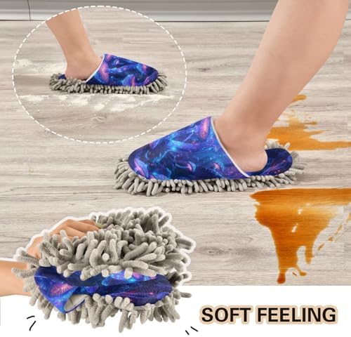 FLildon Microfiber Cleaning Slippers with Night Glowing Mushrooms