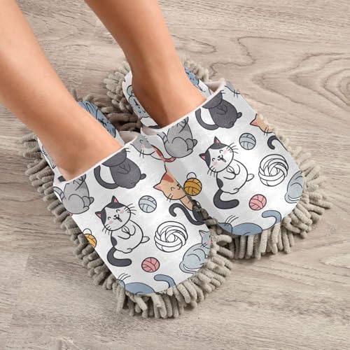 Zhirexin Cute Cartoon Cats Cleaning Slippers