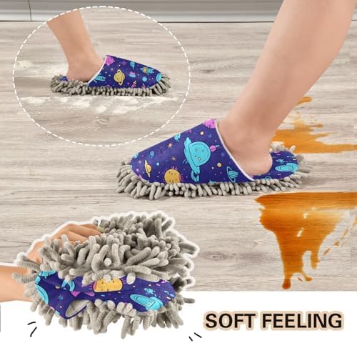 Zhirexin Cartoon Astronaut Mop Slippers for Men Women 1