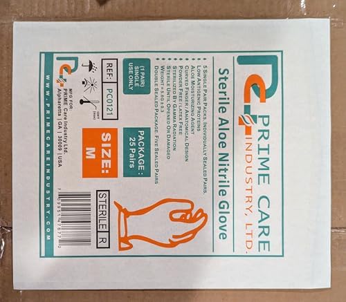 Prime Care Sterile Aloe Nitrile Gloves 25 Pairs