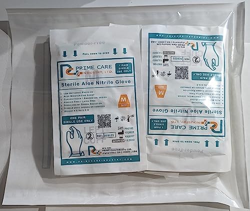Prime Care Sterile Aloe Nitrile Gloves 25 Pairs