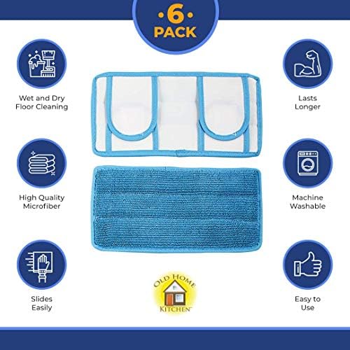 Old Home Kitchen Microfiber Dry Mop Pads 6 Pack