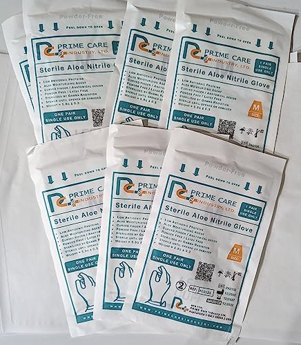 Prime Care Sterile Aloe Nitrile Gloves 25 Pairs