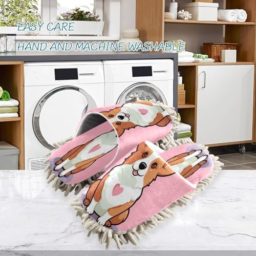 Bulletgxll Cartoon Dog Mopping Slippers for Home Cleaning