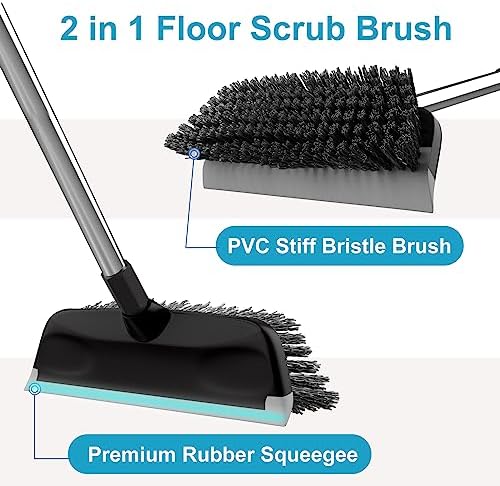 ITTAR 2-in-1 Scrubber Squeegee Brush with 53 Long Handle