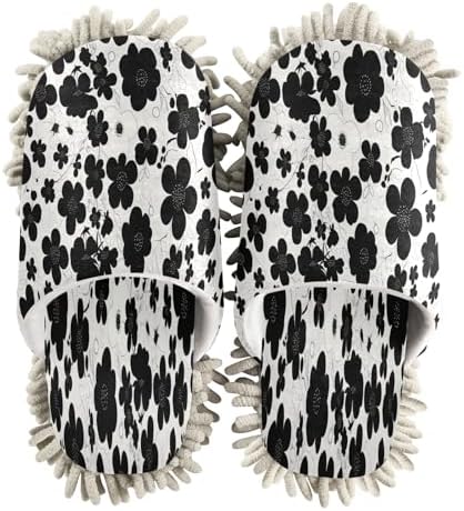 Zhirexin Black Flowers Cleaning Slippers