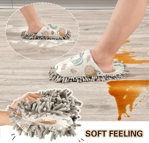 Zhirexin Thanksgiving Cleaning Slippers with Microfiber Mop Pads