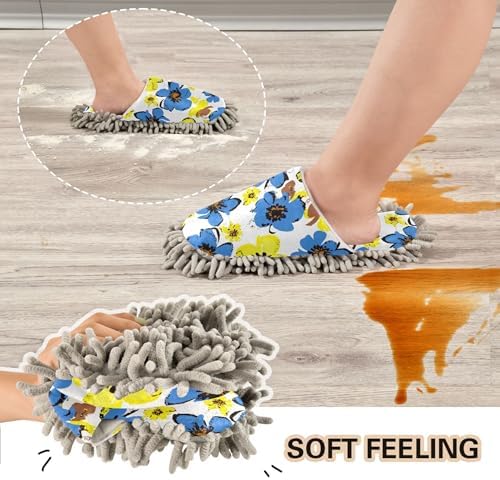 Burbuja Abstract Flowers Mop Slippers for Home Cleaning