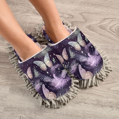 RunningBear Butterfly Purple Mop Slippers Unisex