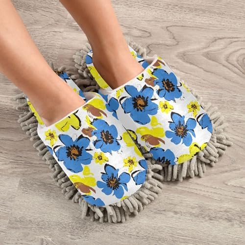 Burbuja Abstract Flowers Mop Slippers for Home Cleaning