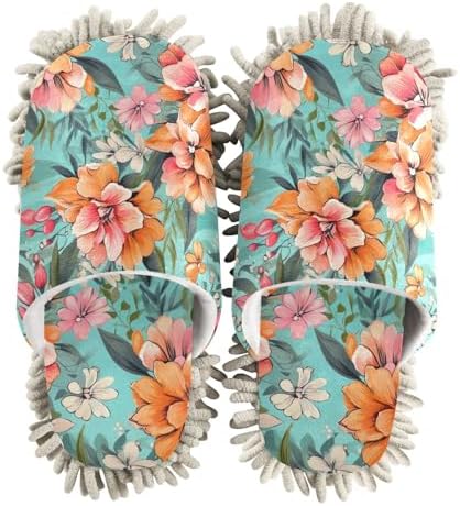 RunningBear Hibiscus Mop Slippers with Chenille Sole