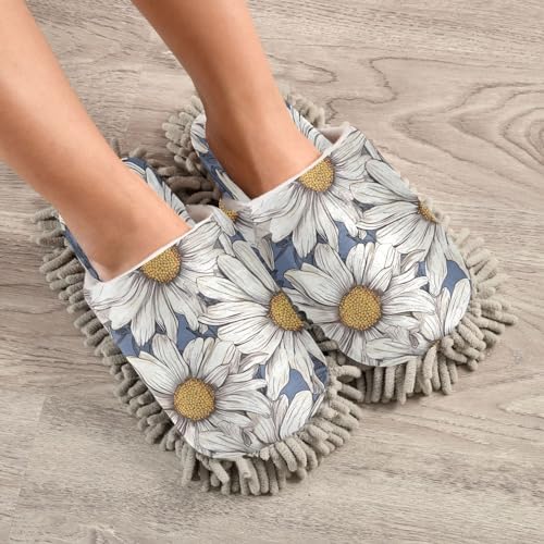 Zhirexin Daisy Flower Cleaning Slippers - 2 Pack Washable Mop Shoes