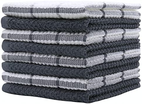 PPAXL Cotton Dish Towels 8pc Set Grey Multi