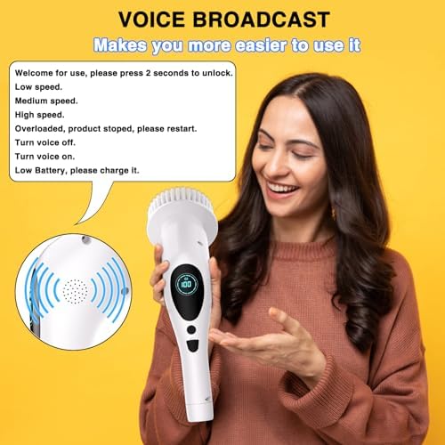 TiKenSo Electric Spin Scrubber with 3 Speeds and Voice Broadcast