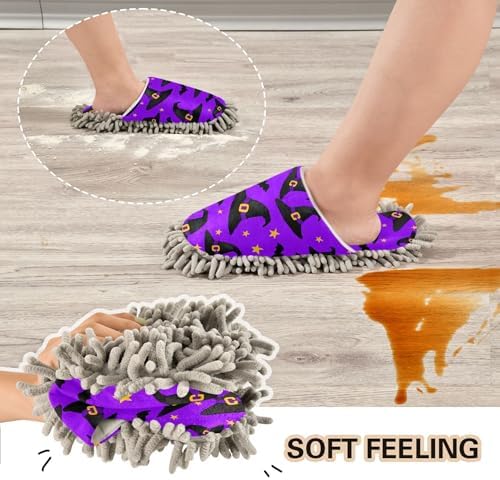Burbuja Black Witch Hats Mop Slippers for Home Kitchen