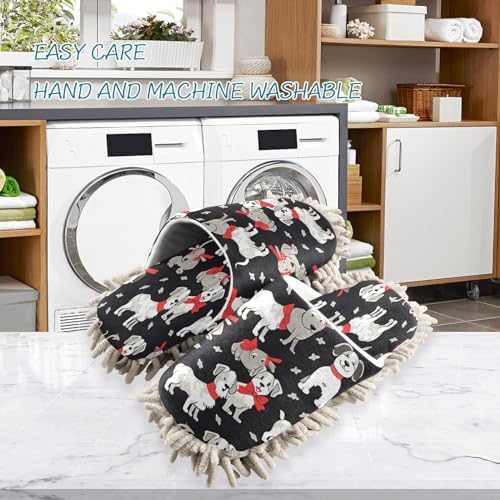 Bulletgxll Dog Pattern Mopping Slippers - Washable and Soft